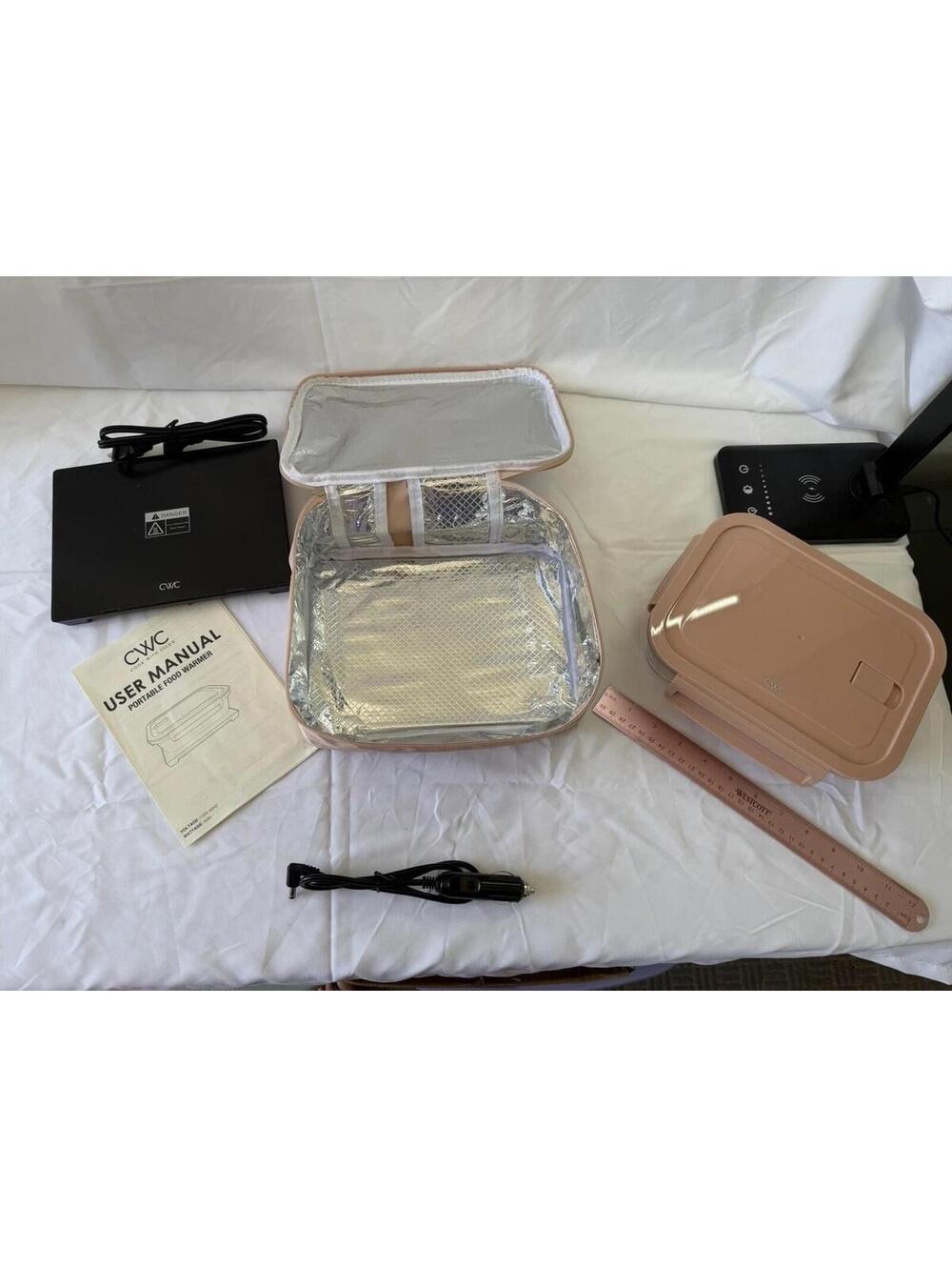 Cooking W/ Color Electric Lunch Box Food Warmer Pink GLASS Container Car Adapter